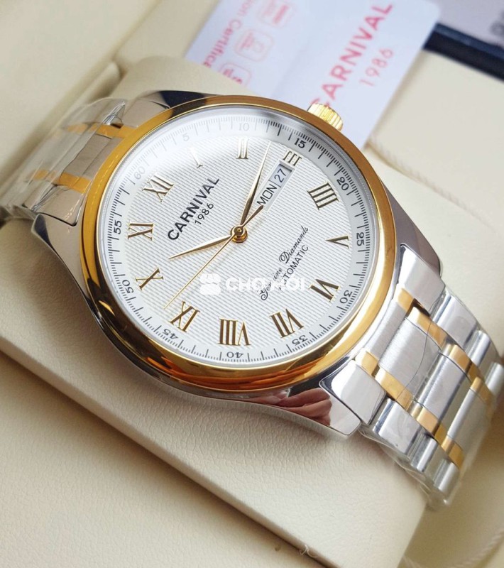 Đồng Hồ Cơ Thép Đúc Demi Bọc Vàng Full Box