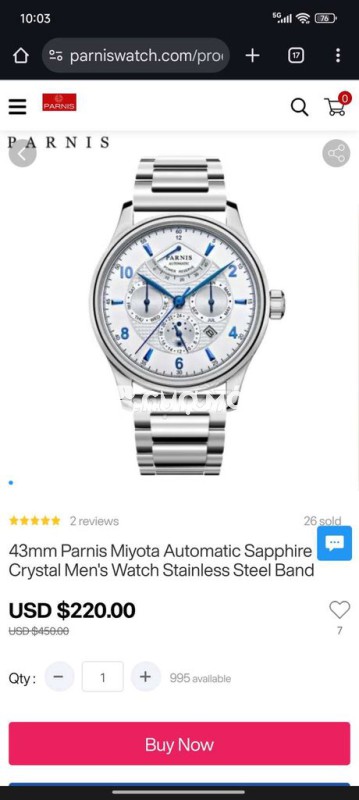 Bán đồng hồ parnis PA6062 99%