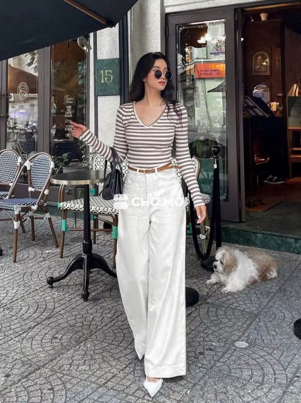 Pass quần jean trắng kem size 27~ size M