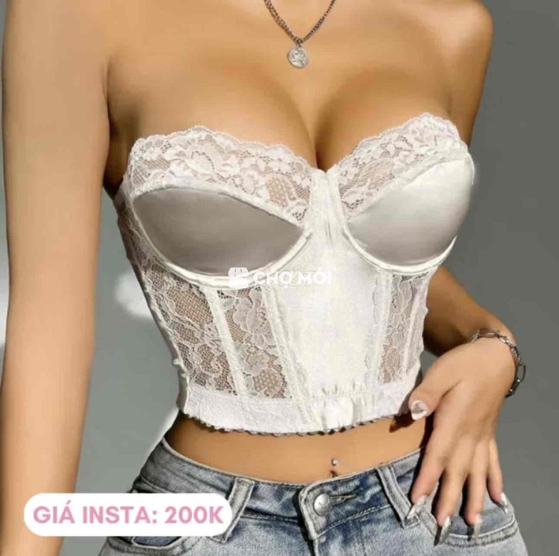 Áo bralette ống viền ren có gọng 40k