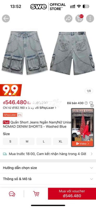 Quần short jean SWE