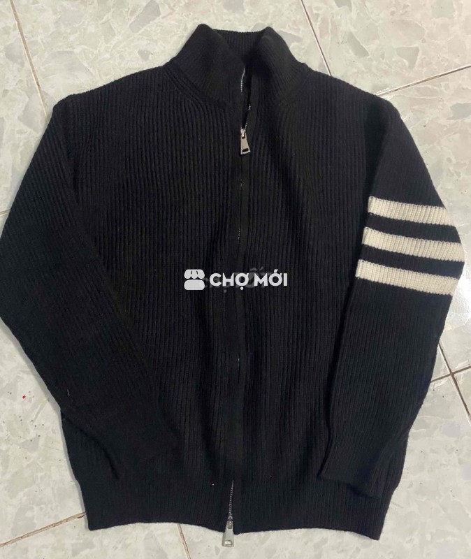 Áo khoác len khóa cao giữ ấm cho nam, chất len mềm