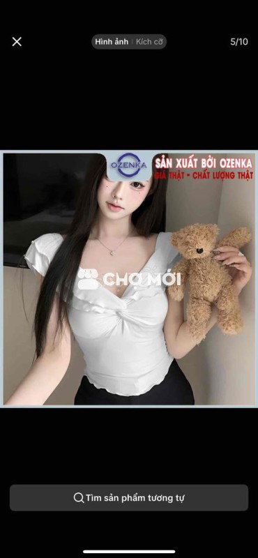 Áo croptop kiểu cổ V hở vai size S