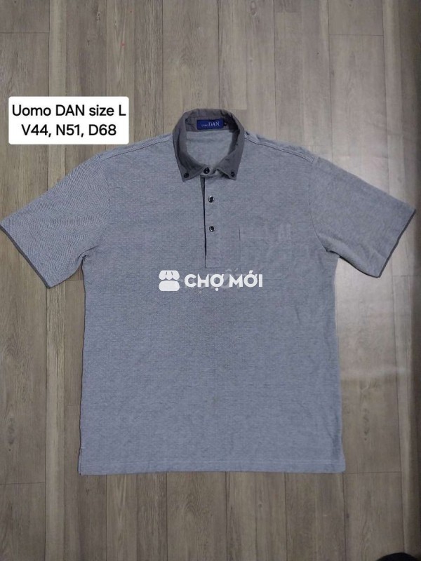 Polo nhật màu xám chấm bi size L