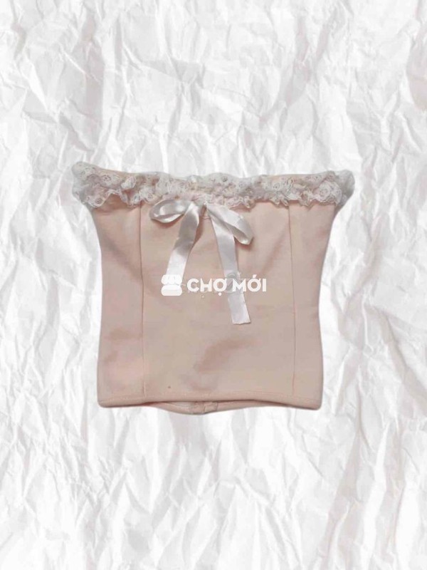 Áo Ống Ôm Dáng Phối Ren Nơ Tiểu Thư