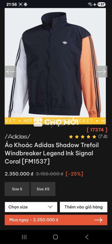 Áo Khoác Adidas Shadow Trefoil Windbreaker