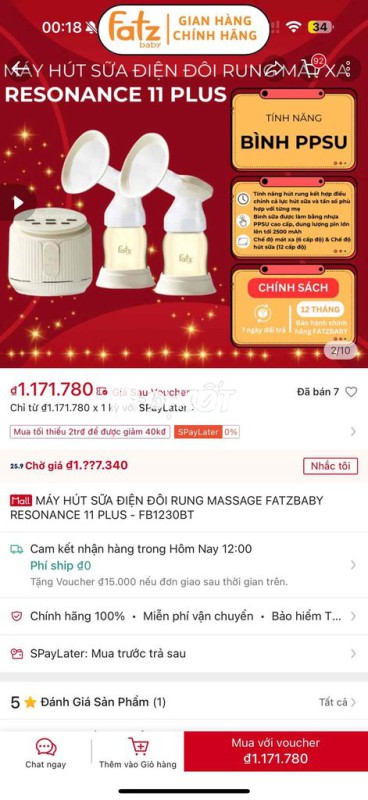 Máy hút sữa Fatz resonance 11 plus