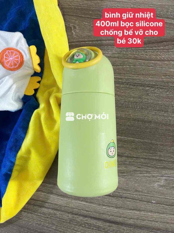 Bình 400ml giữ nhiệt cho bé 30k bọc sillicone