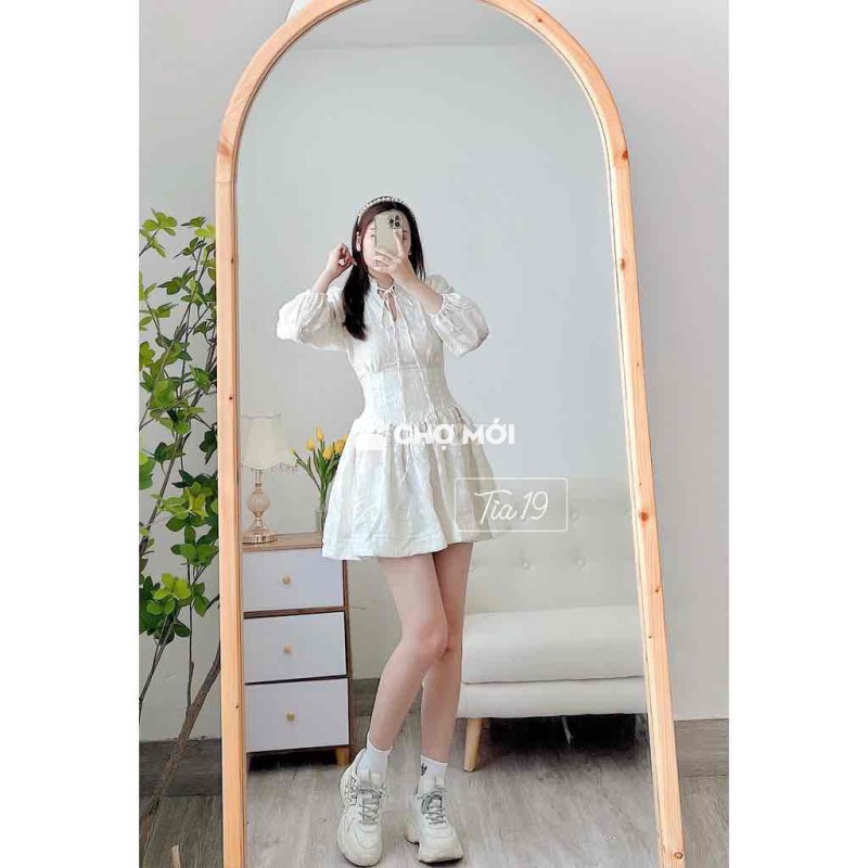 Váy hoa gấm thắt nơ