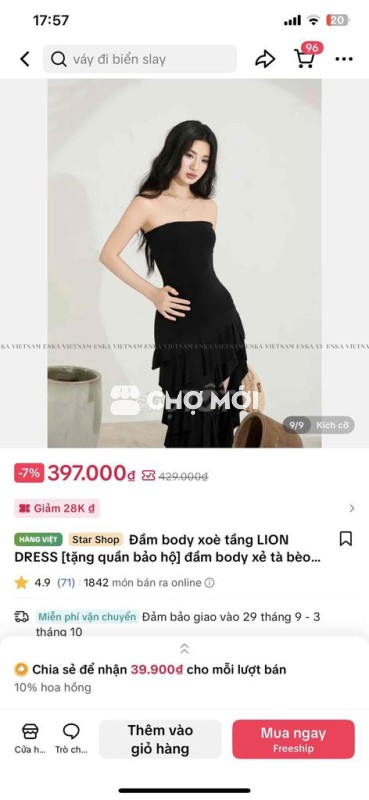 Đầm Local Enka Việt Nam màu đen sz S
