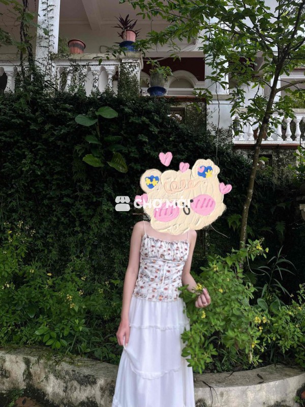 Váy nữ thiết kế hai dây vải trắng