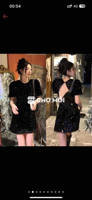 Váy hở lưng kim tuyến trendy