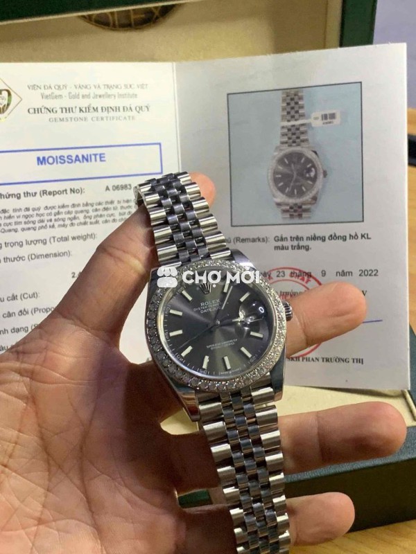 RL datejust máy 32.35 vành tóc xanh, kim mois