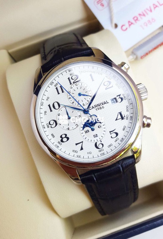 Đồng Hồ Moon Phase Calendar 6 Kim Máy Cơ