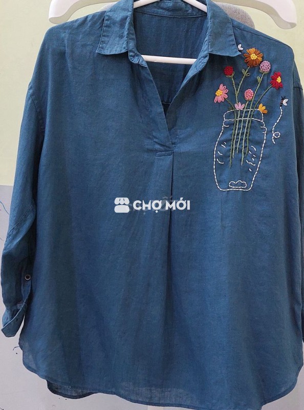 Pass áo linen tưng pre thêu tay - cao cấp