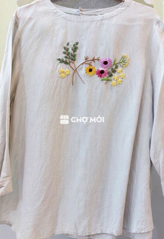 Pass áo linen tưng pre thêu tay - cao cấp