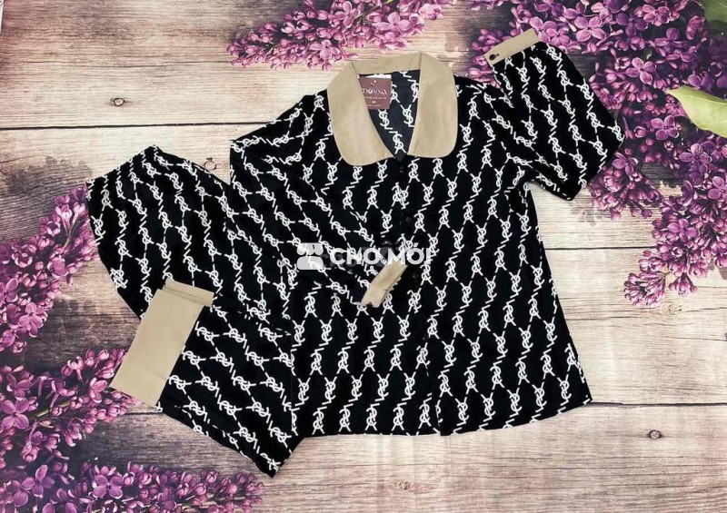 Bộ đồ ngủ áo dài tay quần dài lụa mango lụa xước