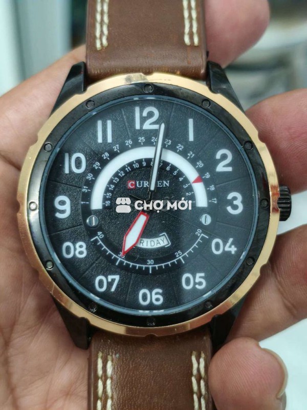 Đồng hồ Nhật, size 45mm, lịch, vỏ inoc & dây da