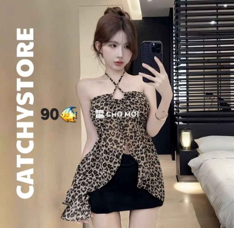 Set beo voan mix chân váy đen