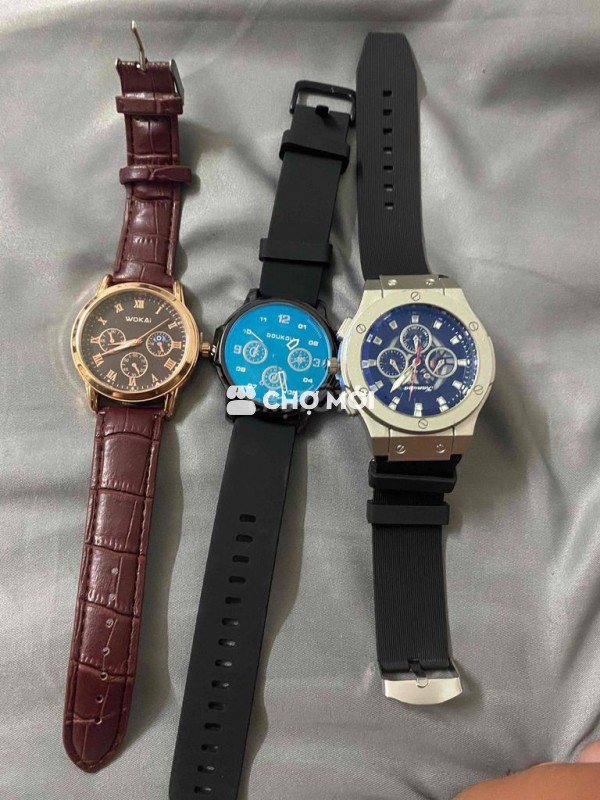 Đồng hồ nam WOKAI dây da màu nâu vàng đồng