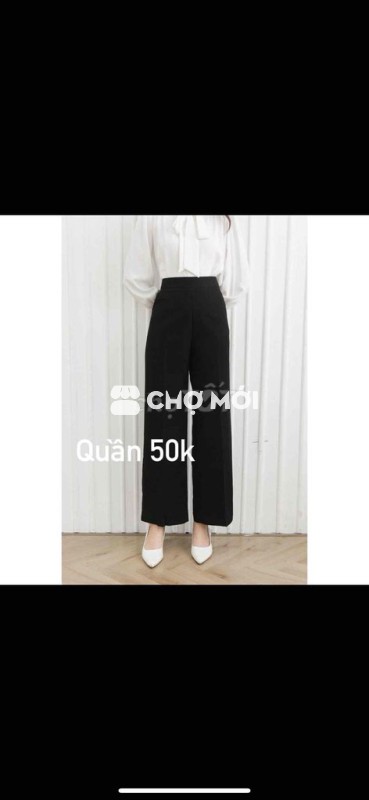 quần nữ vải đen dáng xuông