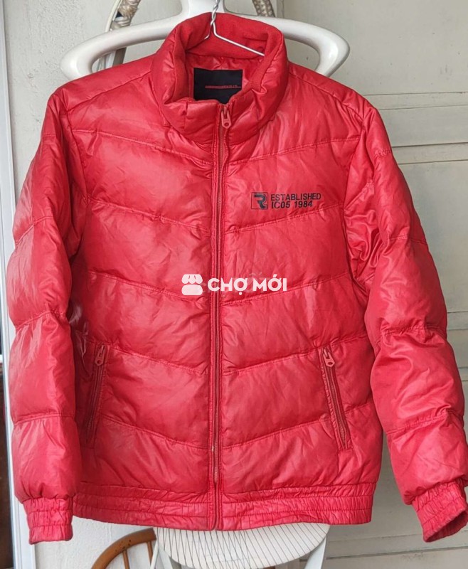 Áo phao béo dày cộm lông vũ đỏ hồng sz 95