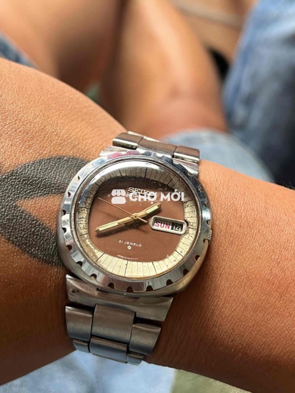 Seiko xưa vintage auto 6119 dial bạc xỉu sz37.5