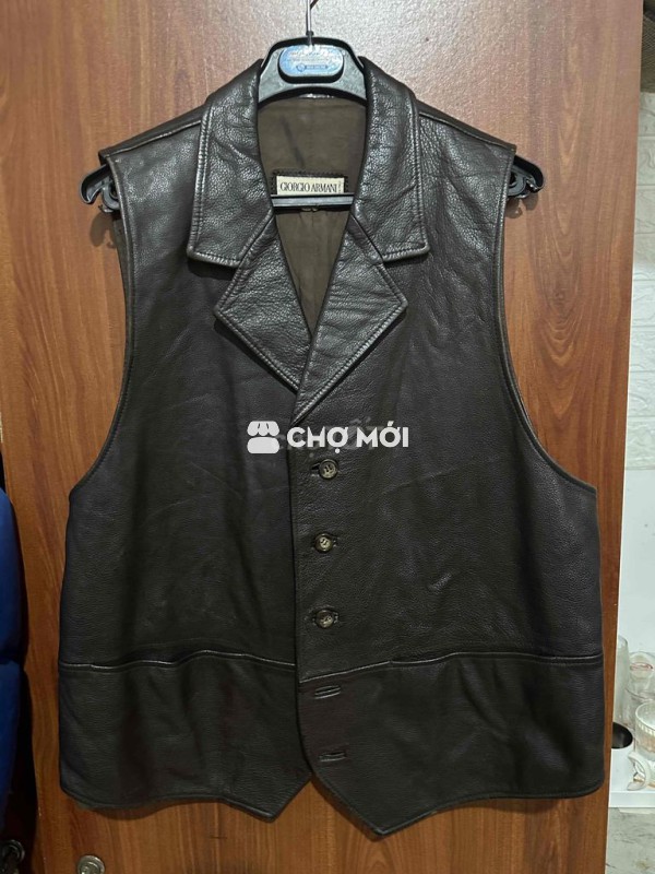 Áo vest gile 3 lỗ cao cấp da thật Giorgio Armani