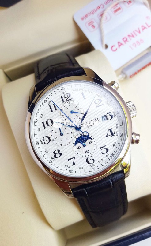 Đồng Hồ Full Box Nam Moon Phase Máy Cơ 6 Kim