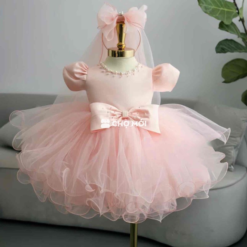 Đầm Công Chúa Bé Gái Hồng Pastel