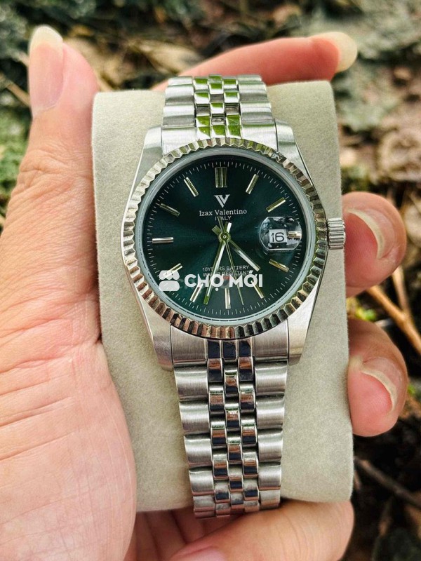 Đồng hồ Izax Valentino Ý pin form Rô lex mặt xanh