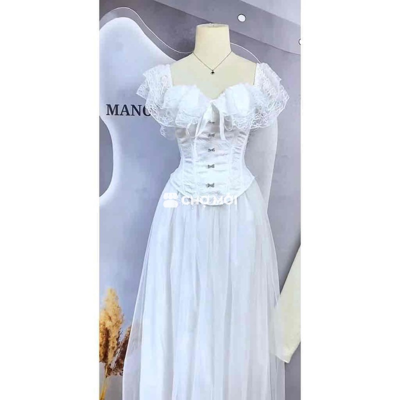 SET ÁO CORSET TRỄ VAI CHÂN VÁI MAXI DÁNG DÀI
