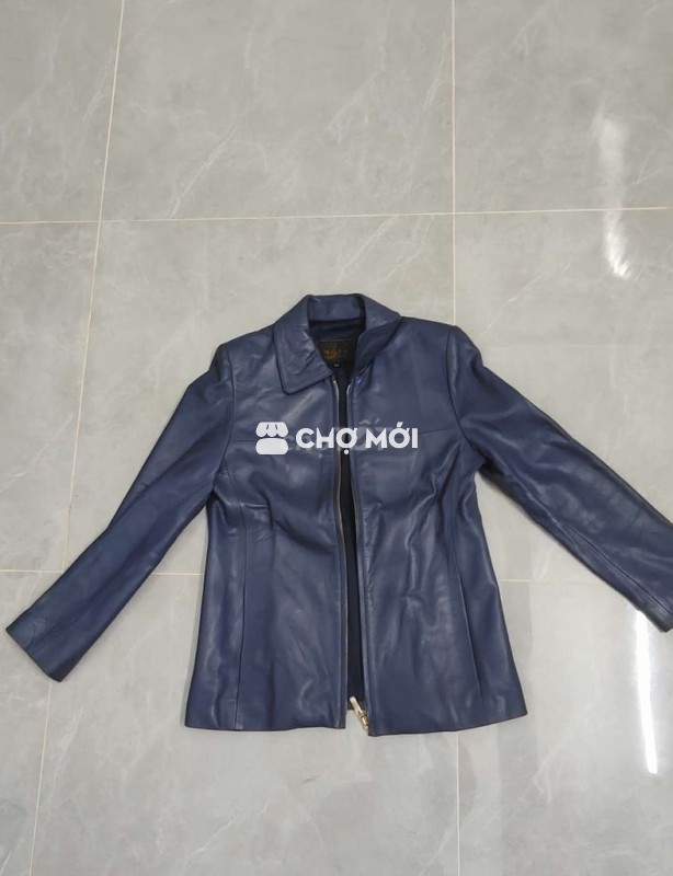 Áo da cừu nữ xanh navi