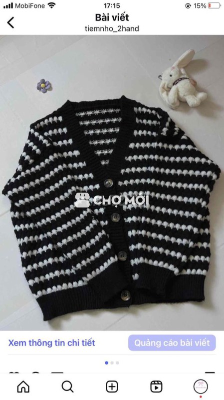 cardigan sọc trắng đen