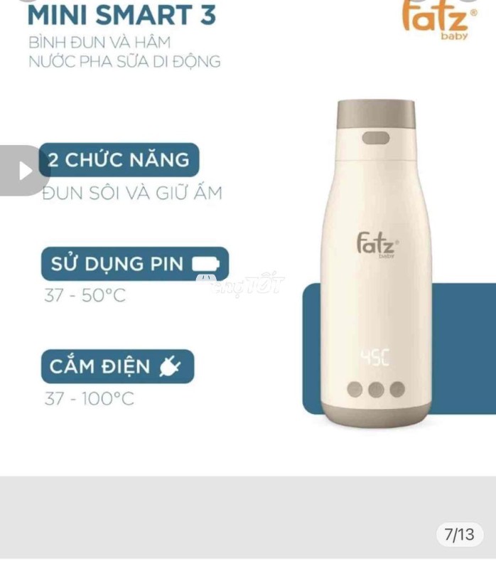 bình đun hâm nước di động pha sữa mini  smart 3