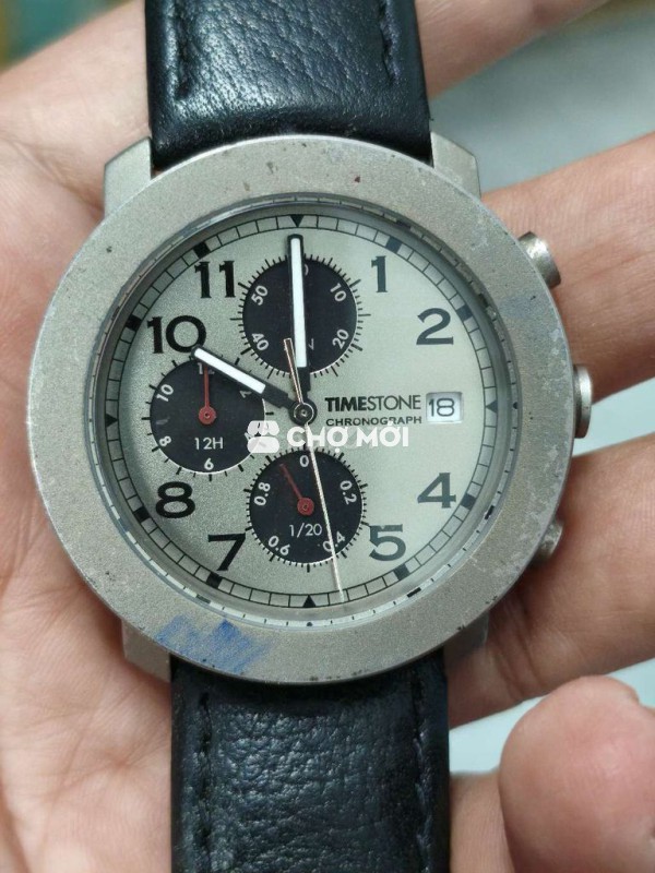 Đồng hồ Nhật 3 cốt 6 kim,size 38mm,1 lịch,Đáy xoáy