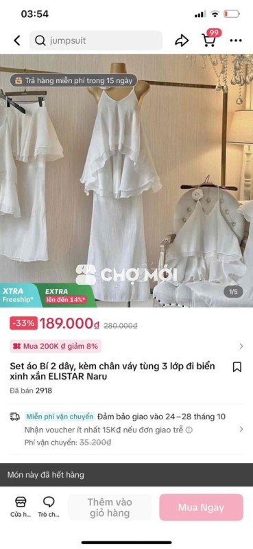set áo bí 2 dây kèm chân váy