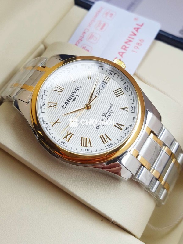 Đồng Hồ Thép Đúc Cơ Bọc Vàng Cọc Số La Mã Cực Đẹp.