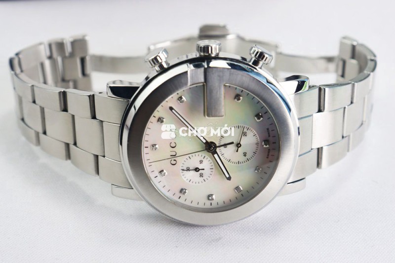 GUCCI Nam 6 Kim Chronograph, Mặt Xà Cừ, Kim Cương