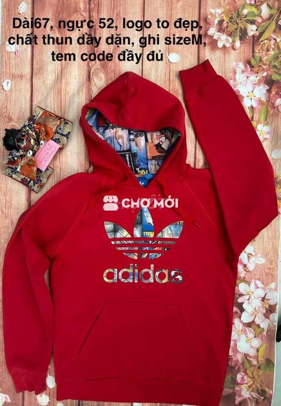 Áo hoodie Adidas,logo to, size đẹp,9hãng, dầy dặn