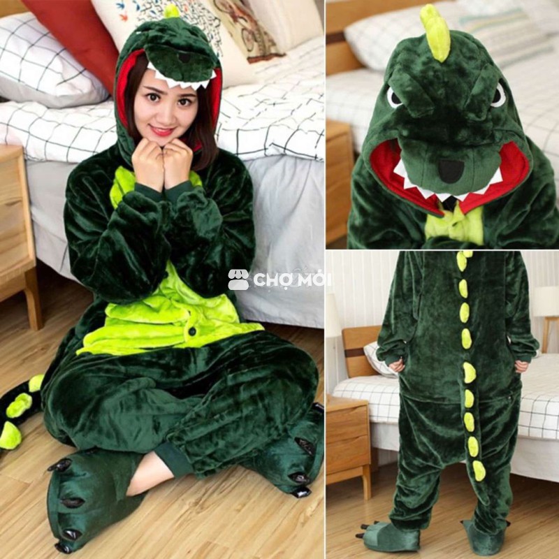 (Size S) Đồ Ngủ Liền Thân Khủng Long Dễ Thương