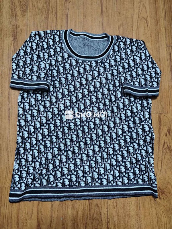 Áo len Dior nữ co giãn màu đen trắng size L