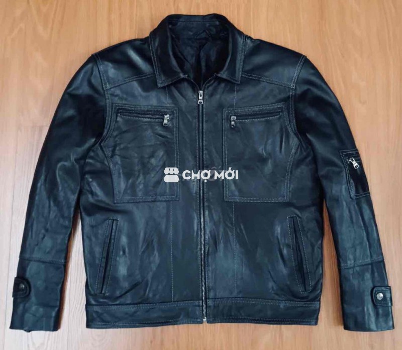 Áo da thật 100% dáng cổ bẻ lịch sự mới tinh