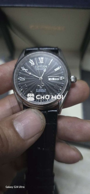Đồng hồ Citizen Automatic dây da đen nam