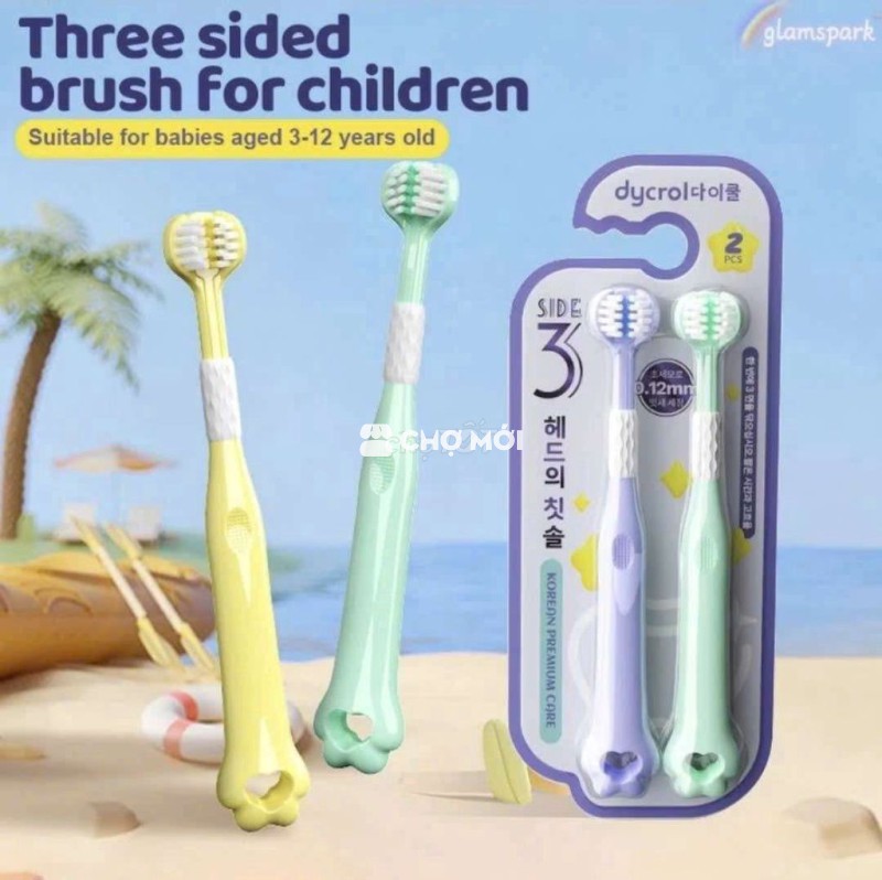 Set 2 bàn chải 3 mặt cho bé