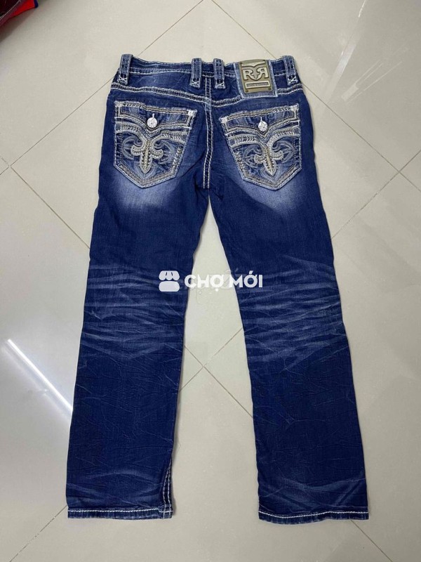 Quần jean Rock Revival ống đứng xanh đậm