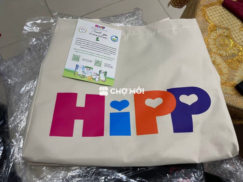 Túi bỉm sữa HiPP vải màu kem