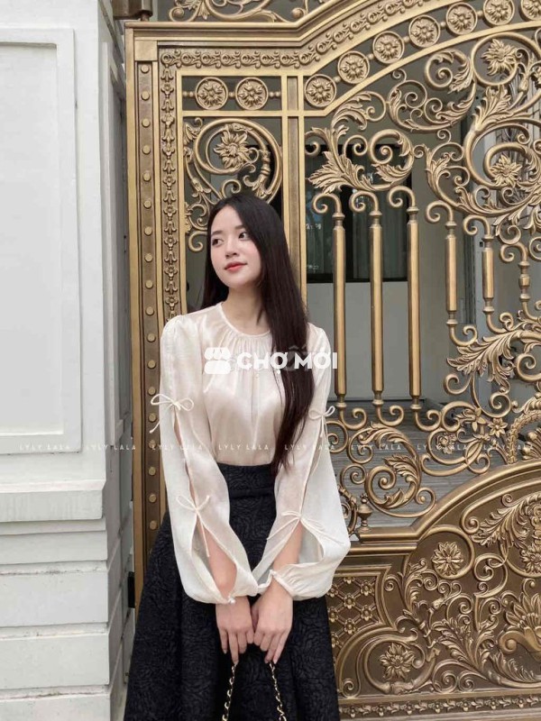 Áo Lylylala tay dài thắt nơ