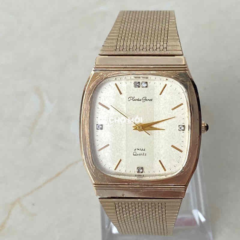 Planta Genet Swiss quartz, size nam 30x36, mạ vàng