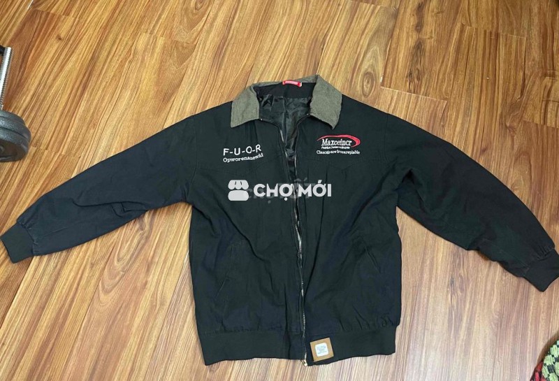 Áo khoác Detroit Maxeincer vải dù đen thêu chữ